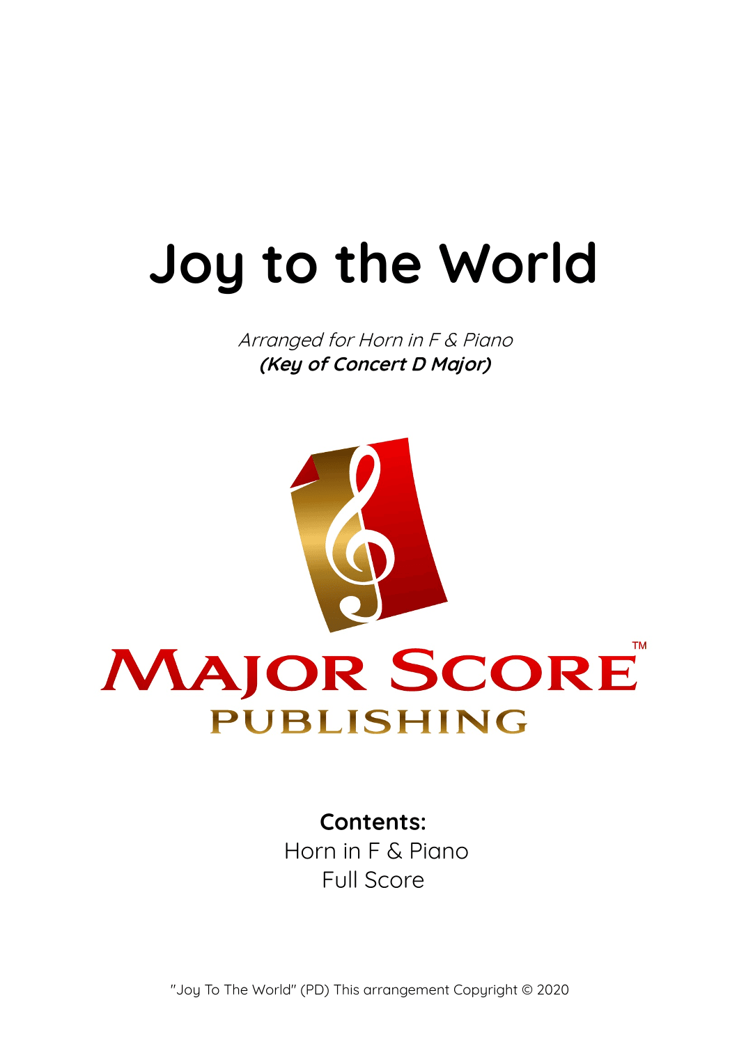 Joy to the World - Horn in F & Piano (D Major) (arr. MAJOR SCORE PUBLISHING TM.)