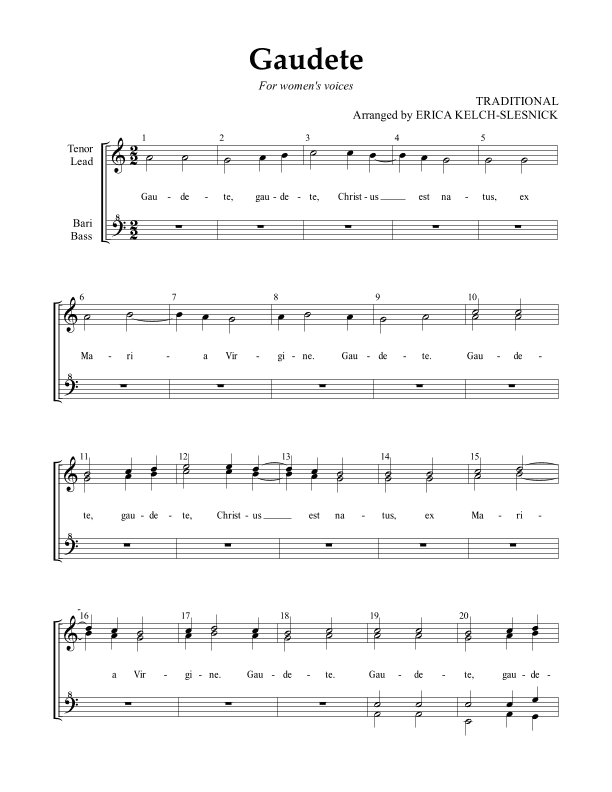 Gaudete (arr. Erica Kelch-Slesnick)