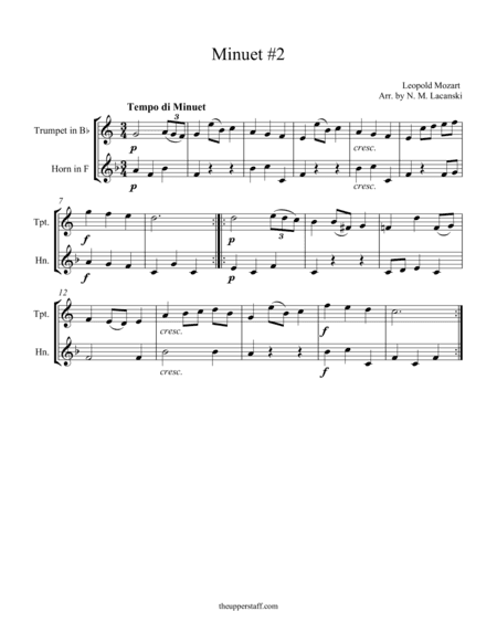 Minuet #2 (arr. Nick Lacanski)