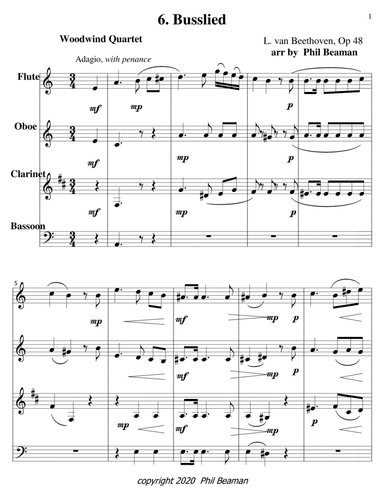 Busslied-Beethoven-woodwind quartet (arr. Phil Beaman)