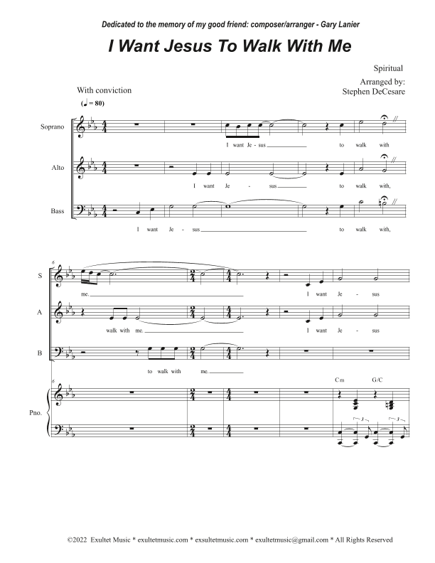 I Want Jesus To Walk With Me (Vocal Trio - (SAB) (arr. Stephen DeCesare)