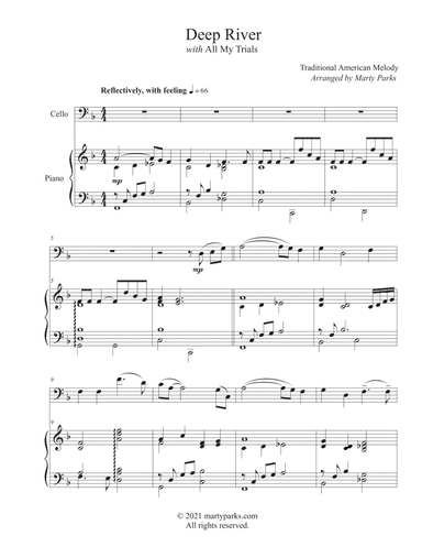 DEEP RIVER with All My Trials (Cello-Piano) (arr. Marty Parks)