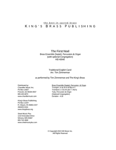 The First Noel (arr. Tim Zimmerman)