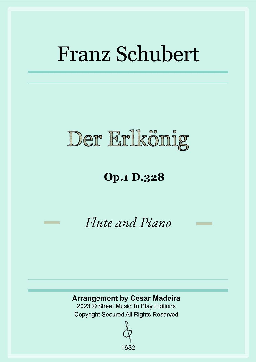 Der Erlkönig by Schubert - Flute and Piano (Full Score and Parts) (arr. César Madeira)