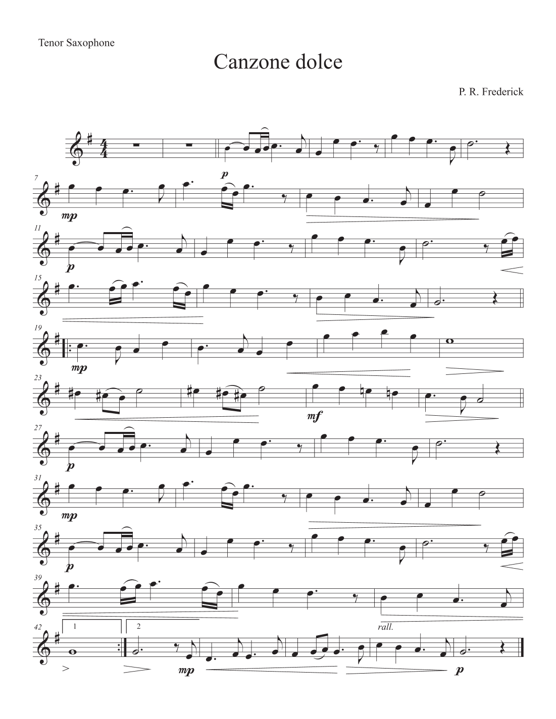 Canzone dolce (Tenor Sax Solo)