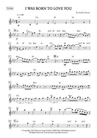 I Was Born To Love You (arr. César Bortolucci)