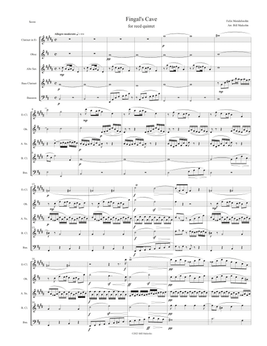 Fingals Cave for reed quintet (arr. Bill Malcolm)