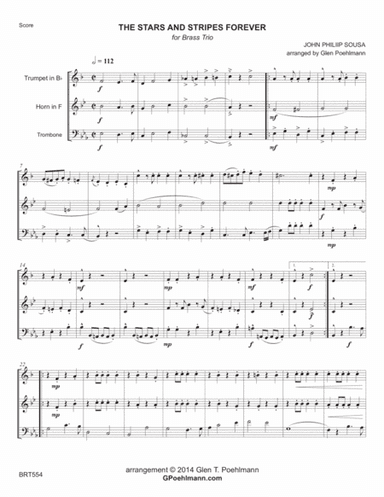 STARS AND STRIPES FOREVER for BRASS TRIO (arr. Glen Poehlmann)