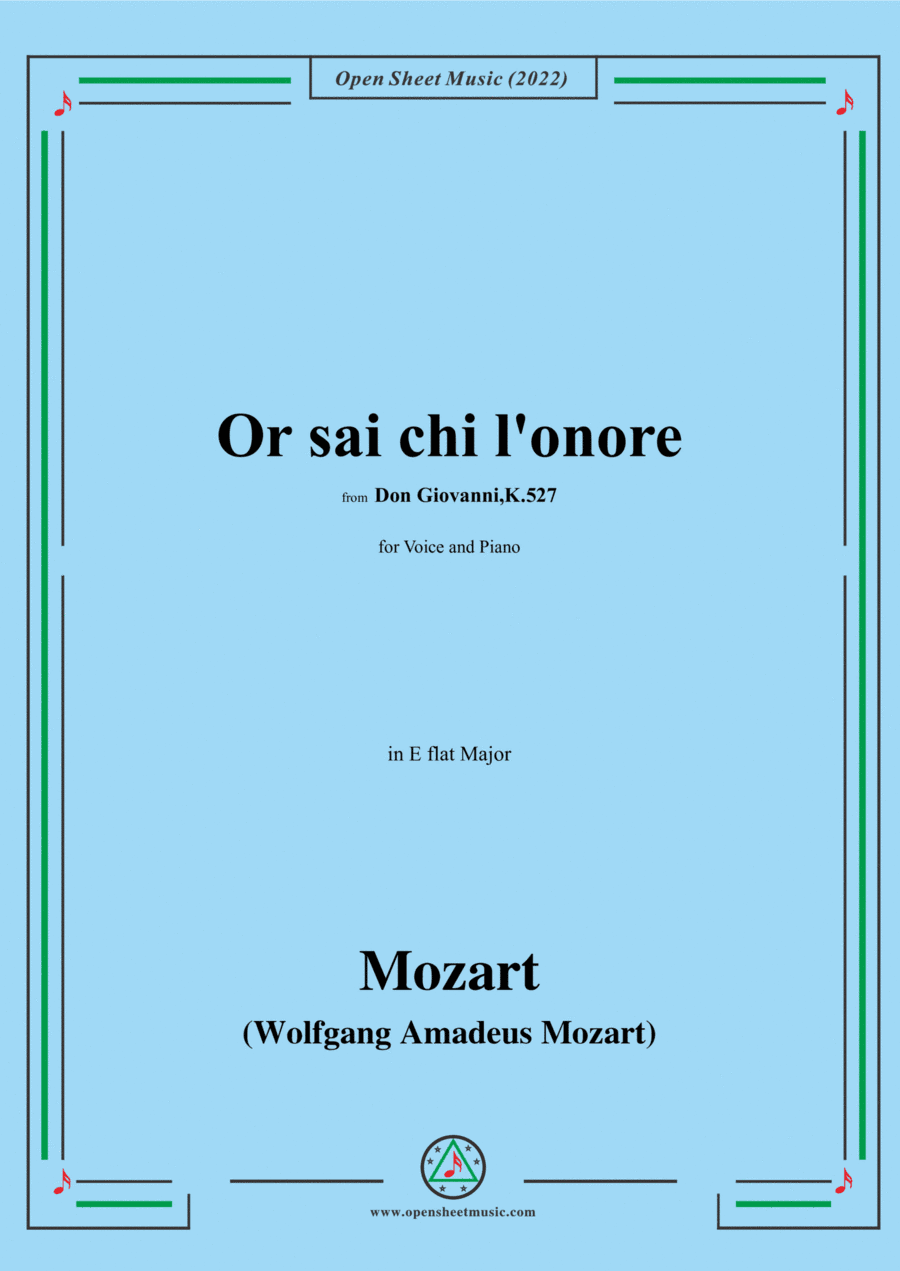 Mozart-Or sai chi l'onore(Aria),in E flat Major (arr. Open Cloud)