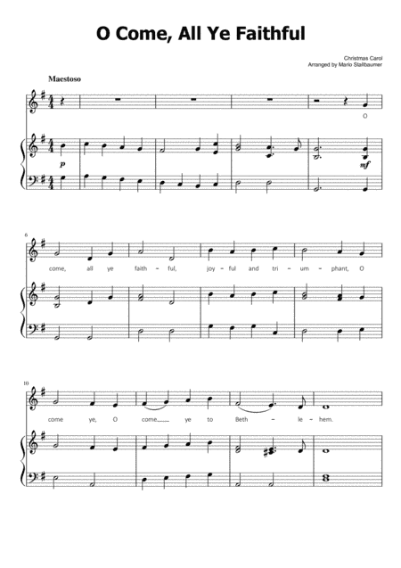 O Come, All Ye Faithful - Easy Piano (arr. Mario Stallbaumer)