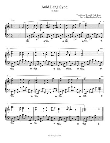 Auld Lang Syne for piano (arr. Lisa Ruping Cheng)