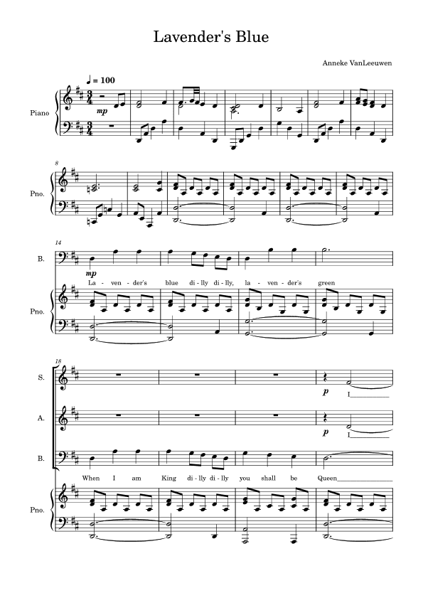 Lavender's Blue (arr. Anneke VanLeeuwen)