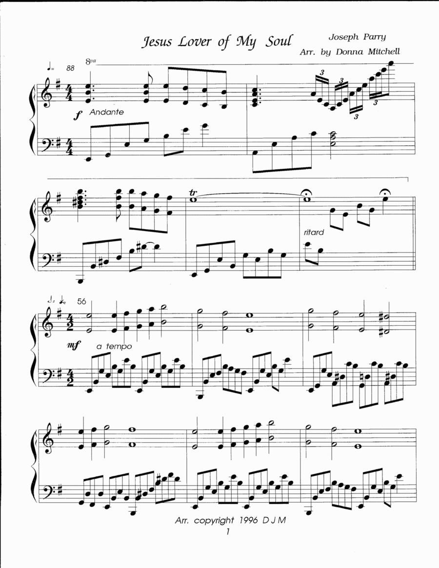Jesus Lover of My Soul (arr. Donna Mitchell)