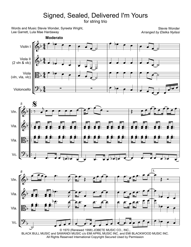 Signed, Sealed, Delivered I'm Yours (arr. Etelka Nyilasi)