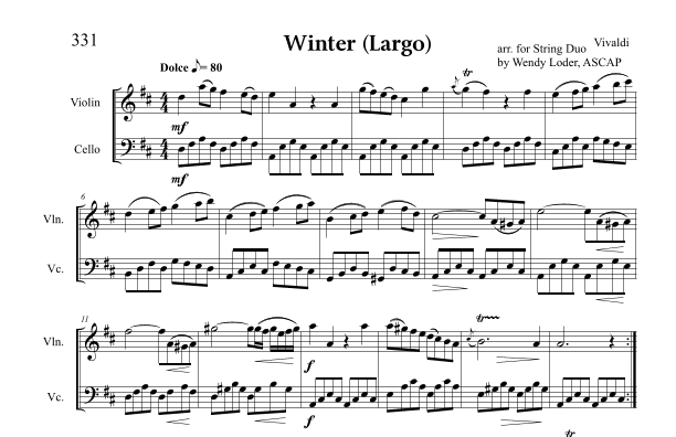 Largo from "Winter" for Violin & Cello Duo (arr. Wendy Loder, ASCAP)