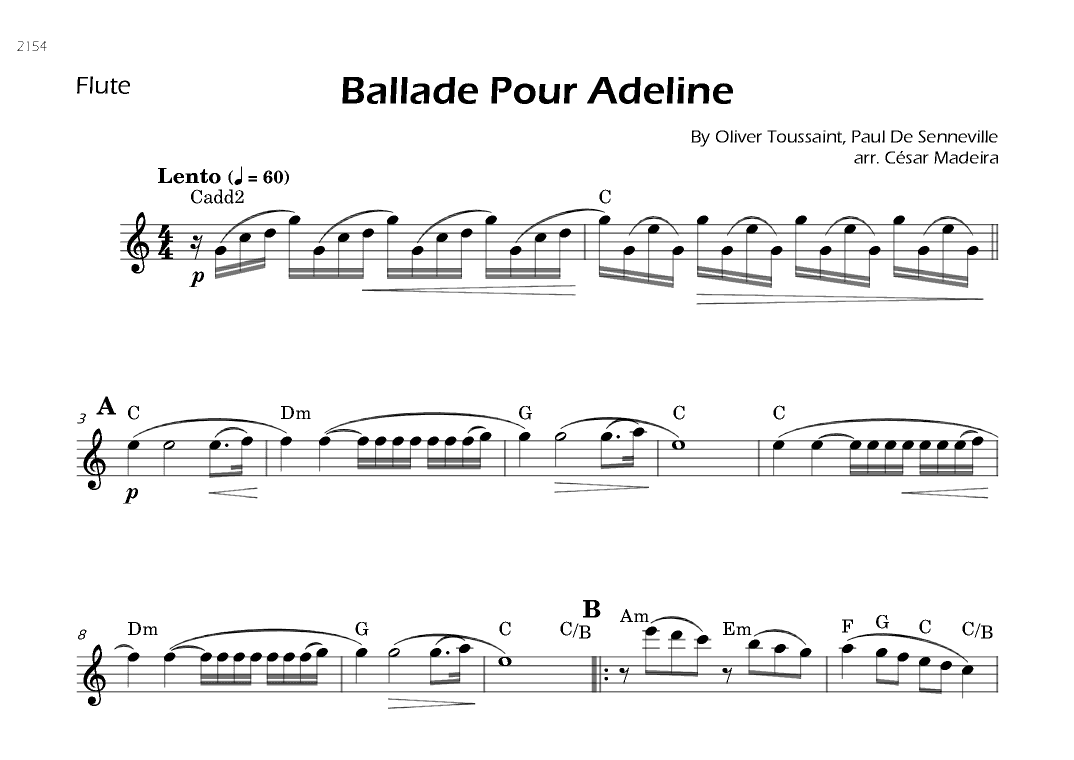 Ballade Pour Adeline (arr. César Madeira)