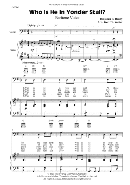 Who Is He In Yonder Stall? (arr. Gert Th. Walter)
