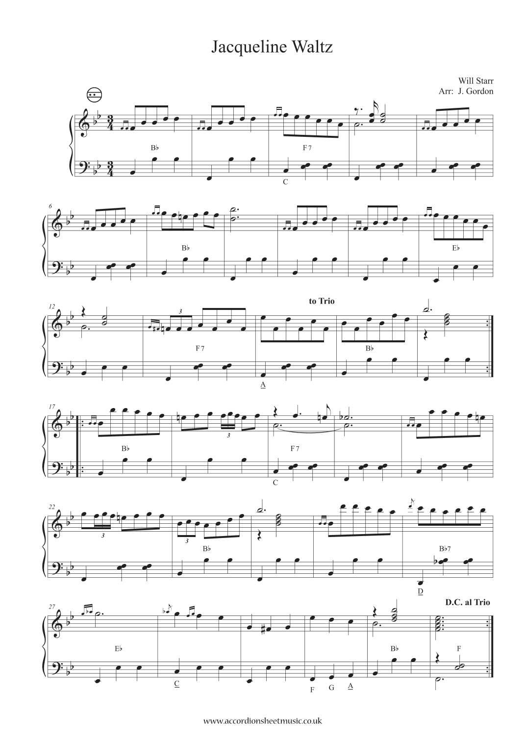 Jacqueline waltz (arr. Julia Gordon)