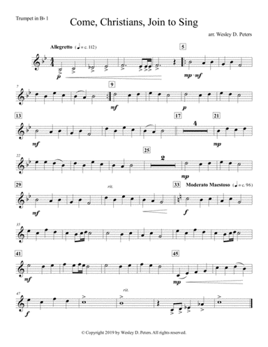 Come, Christians, Join to Sing (Brass Quartet) (arr. Wesley D. Peters)