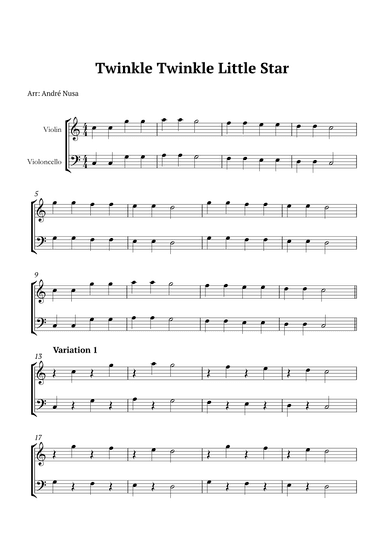 Twinkle Twinkle Little Star Variations (arr. André Nusa)