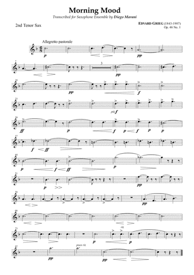 Peer Gynt Suite Op. 46 No. 1 for Saxophone Ensemble - Tenor Sax 2 (arr. Diego Marani)