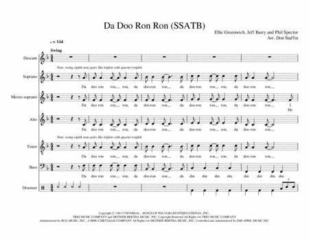 Da Doo Ron Ron (when He Walked Me Home) (arr. Don Staffin)