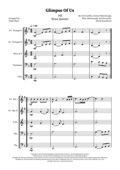 Glimpse Of Us (arr. Valdir Maia)