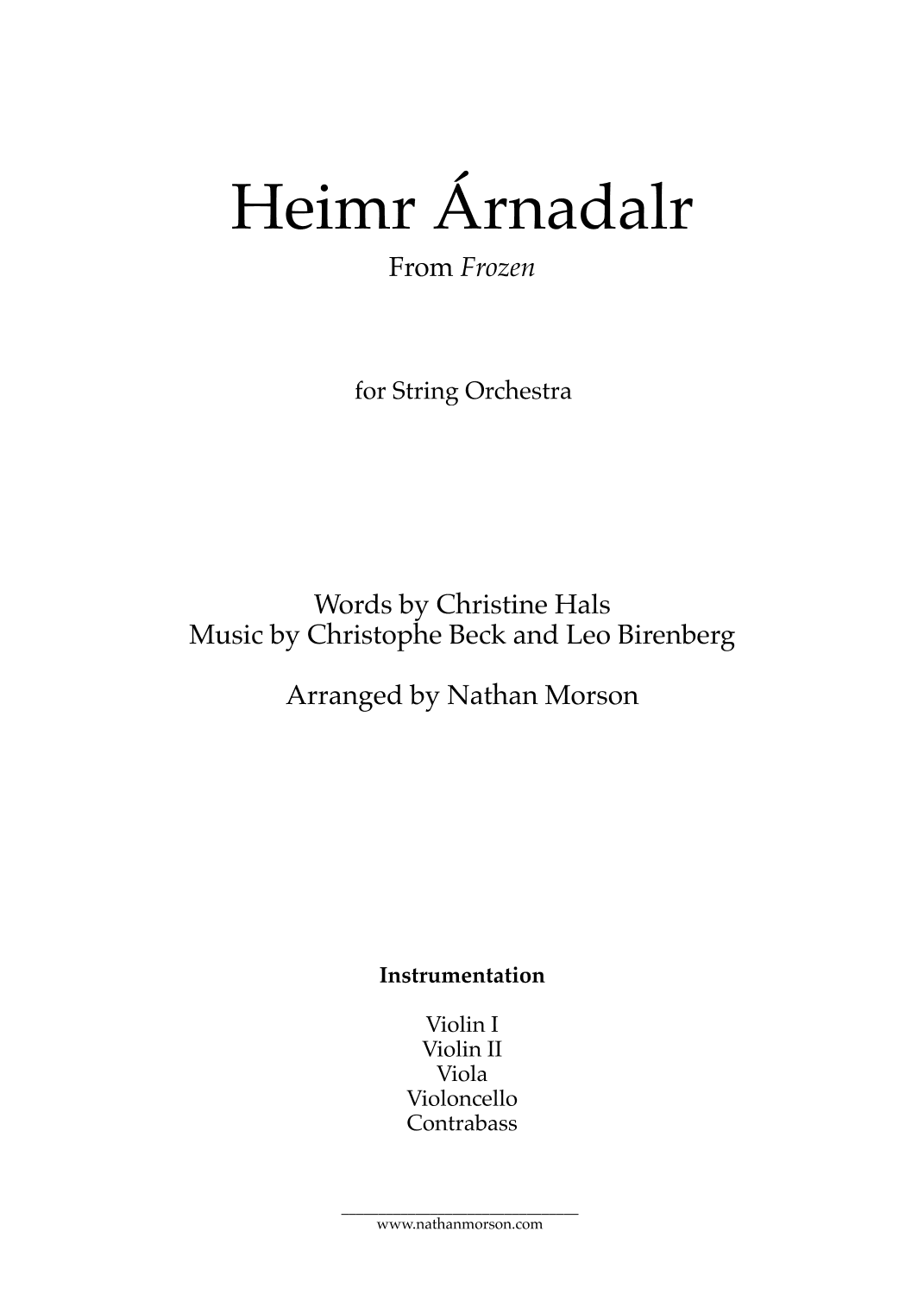 Heimr Arnadalr (arr. Nathan Morson)