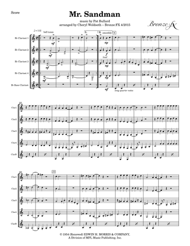 Mister Sandman (arr. Cheryl Woldseth – Bronze:FX)