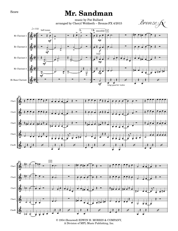 Mister Sandman (arr. Cheryl Woldseth – Bronze:FX)