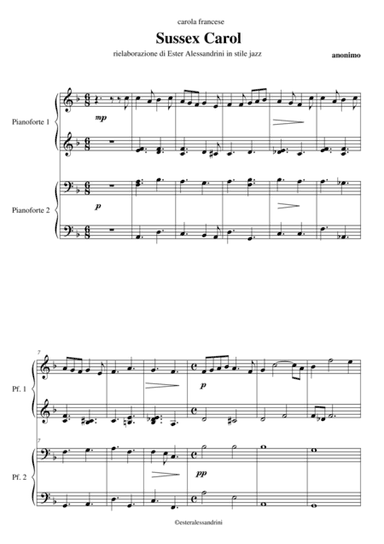 Sussex Carol. Piano 4 hands (arr. Ester Alessandrini)