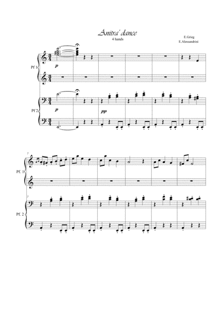 Anitra's dance. 4 hands (arr. Ester Alessandrini)