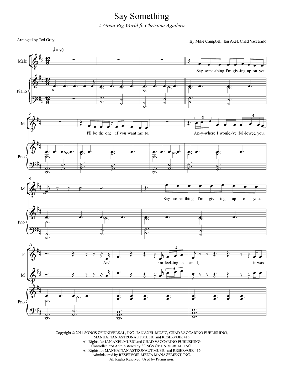 Say Something (arr. Ted Gray)