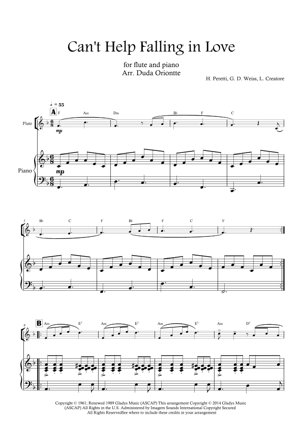 Can't Help Falling In Love (arr. Duda Oriontte)