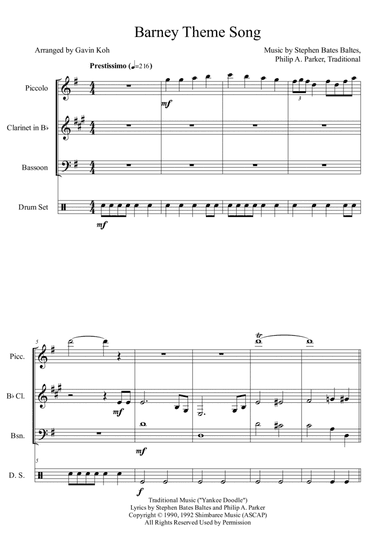 Barney Theme Song (arr. Gavin Koh)