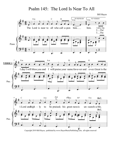 Psalm 145 The Lord Is Near To All Who Call Upon Him - piano/vocal