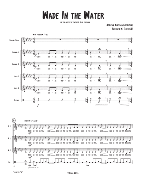 Wade In The Water - SSAA w/solo(s) & opt. Djembe unaccompanied (arr. Rheuben W. Green III)