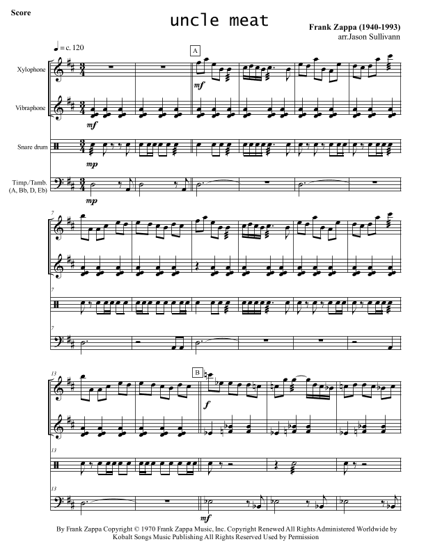 Uncle Meat (arr. Jason Sullivann)