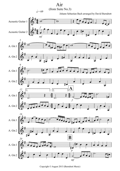 Air on a G String for Guitar Duet (arr. David Burndrett)
