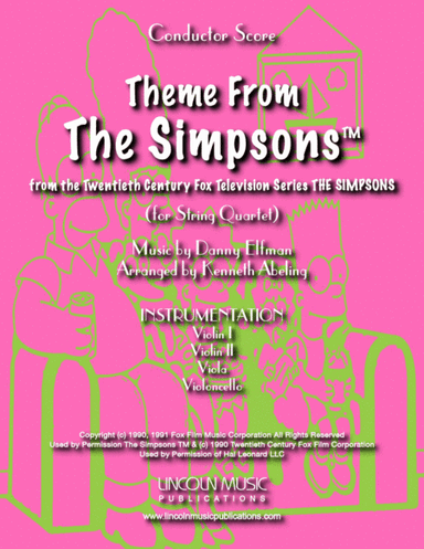 Theme From The Simpsons TM  from the Twentieth Century Fox Television Series THE SIMPSONS (arr. Kenneth Abeling)