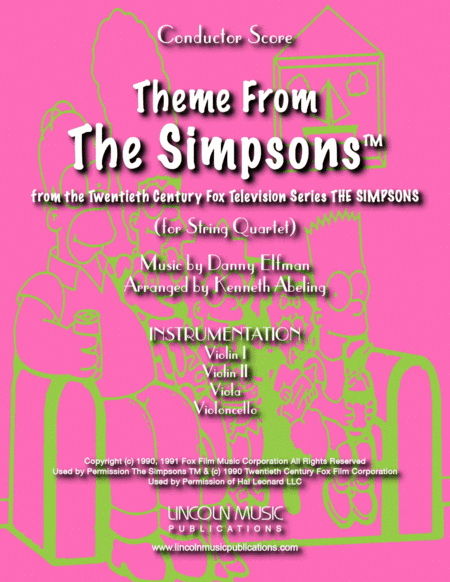 Theme From The Simpsons TM  from the Twentieth Century Fox Television Series THE SIMPSONS (arr. Kenneth Abeling)