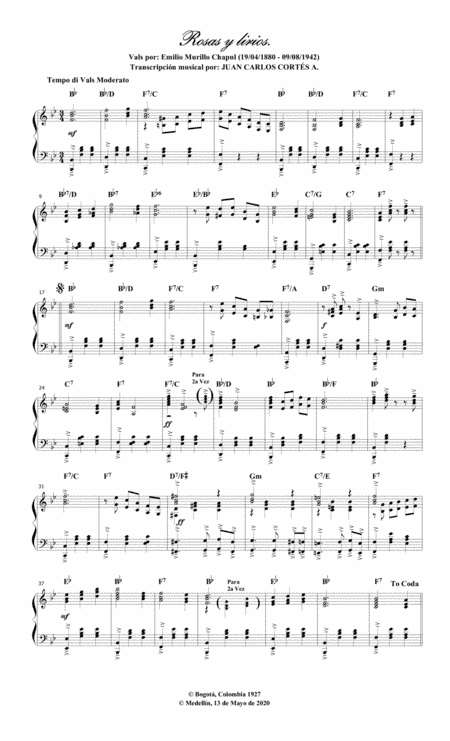Rosas y lirios. Vals por: Emilio Murillo Chapul (arr. Juan Carlos Cortés A.)