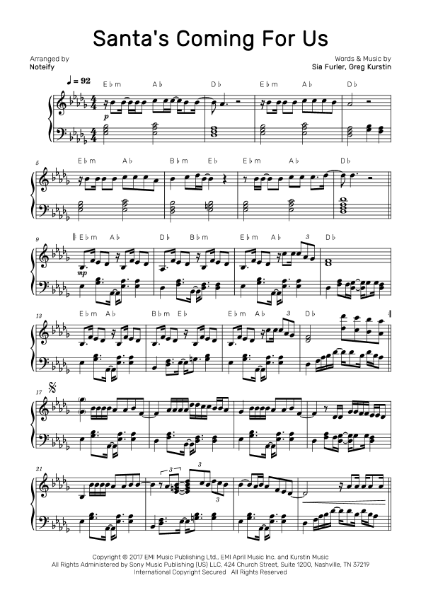 Santa's Coming For Us (arr. Noteify)