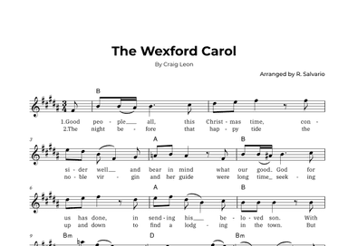 The Wexford Carol (Key of B Major) (arr. R. Salvario)