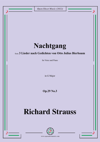 Richard Strauss-Nachtgang,in G Major,Op.29 No.3 (arr. OSM Press)