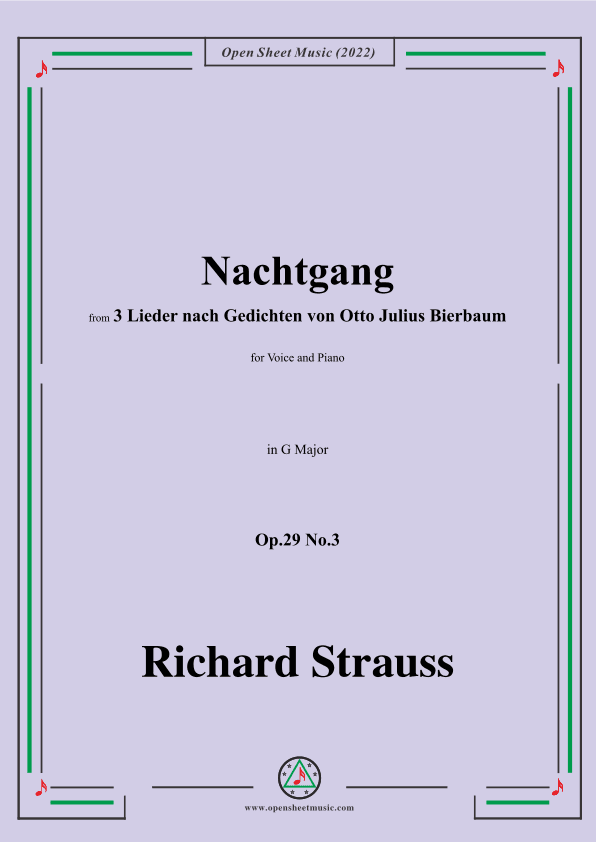 Richard Strauss-Nachtgang,in G Major,Op.29 No.3 (arr. OSM Press)