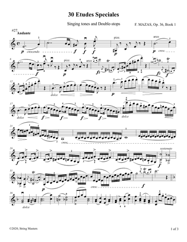 Mazas 75 Melodious & Progressive Studies Op 36, Book 1, No.27 (arr. String Masters)