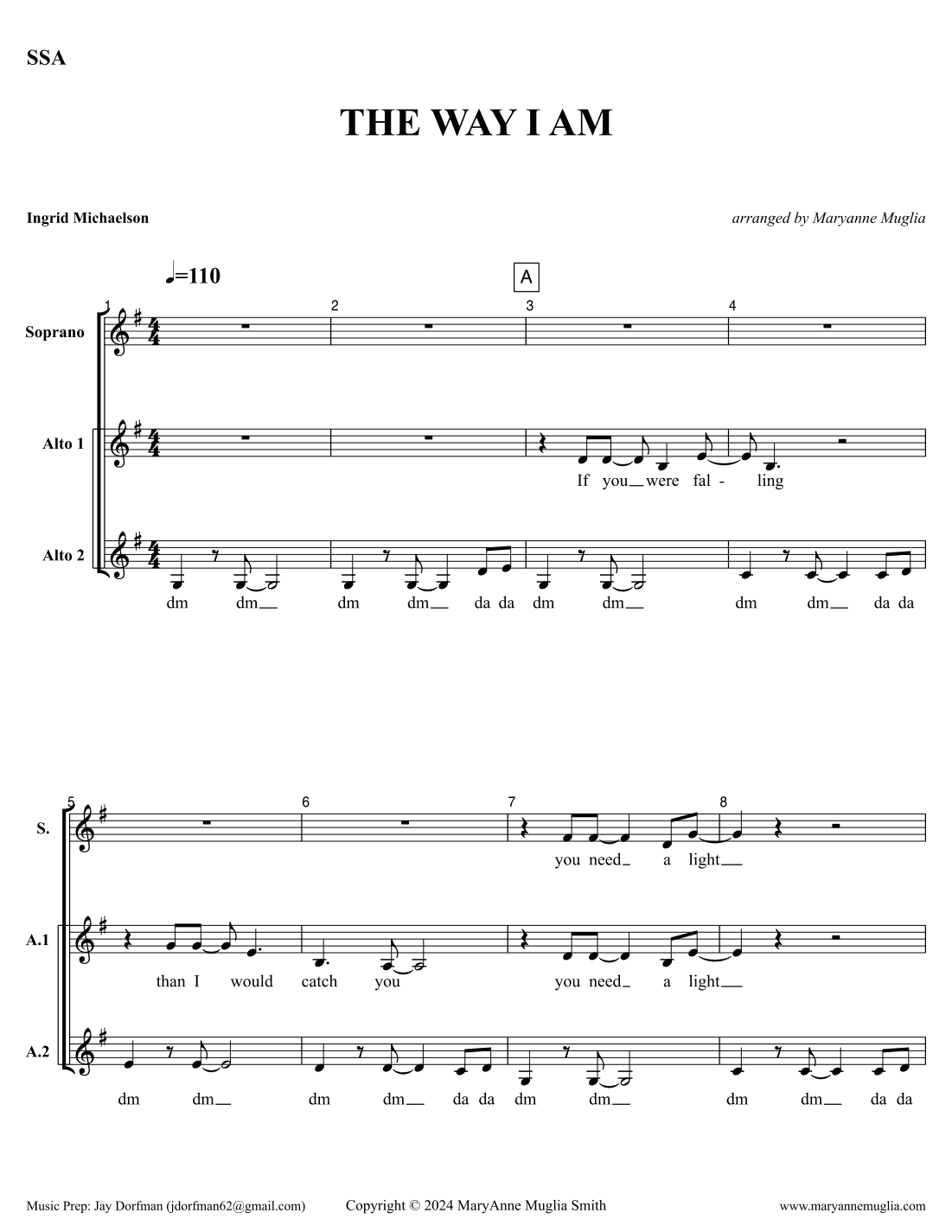 The Way I Am (arr. MaryAnne Muglia Smith)