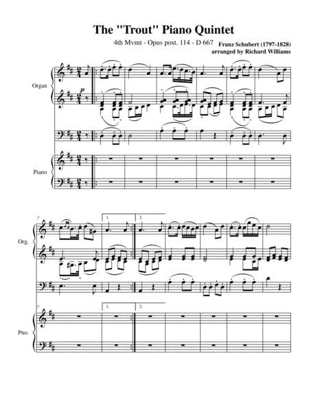 The Trout Piano Quintet (arr. Richard Williams)