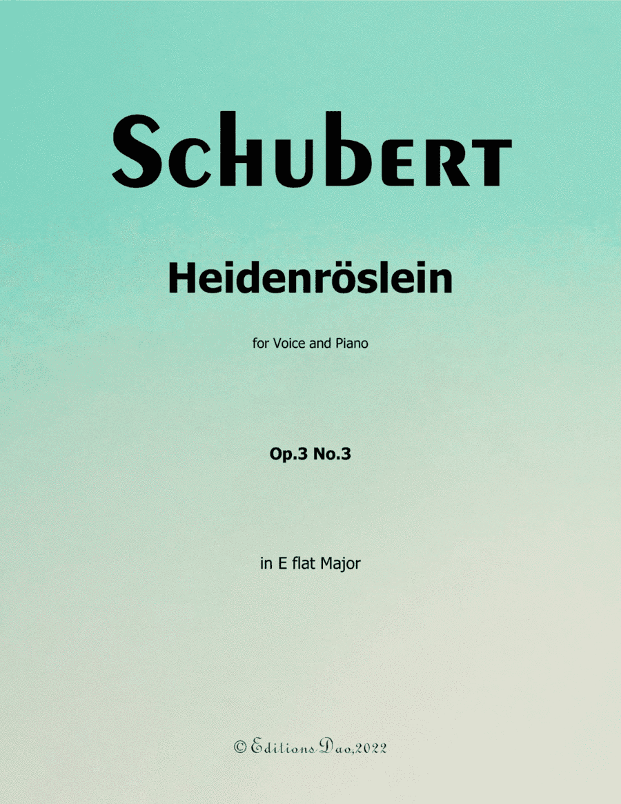 Heidenröslein, by Schubert, in E flat Major (arr. Editions Dao)